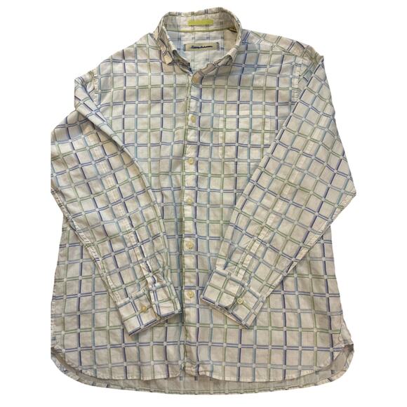 Tommy Bahama Shirt Mens Large Long Sleeve Button Up Casual Plaid Multicolor - Picture 1 of 5